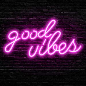 Pink Good Vibes Neon Sign Neon Lights Bedroom Led Wall Decor (16.1 X 8.3 Inch)